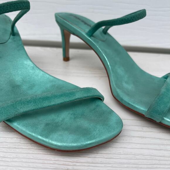 Jeffrey Campbell Hera-Hi Sandals Seafoam Green Metallic Combo Size 9 - Picture 3 of 10